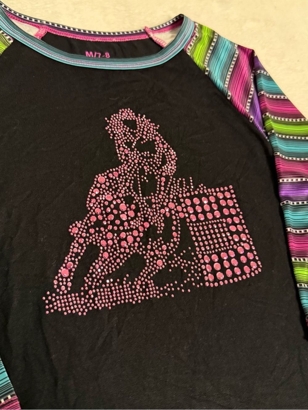 Cowgirl Hardware Girls M 7-8 Shirt NWT Rhinestone Barrel Racer Serape Western